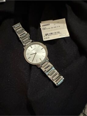 Coach audrey Silver-Tone Women’s Bracelet Watch with Crystal Bezel